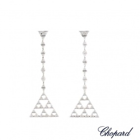 Chopard 18k White Gold Diamond Drop Earrings 83/4691-1001 B&P